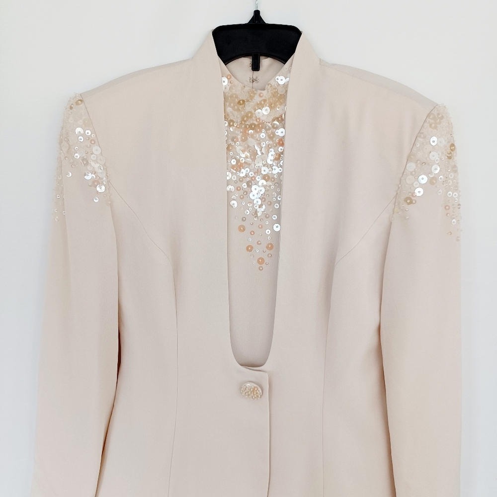 Oscar's Evening Gown and Jacket Set Mother of the Bride sz. 8 Beige Sequined